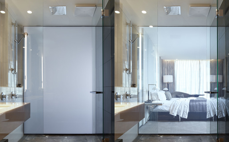 smart glass shower walls