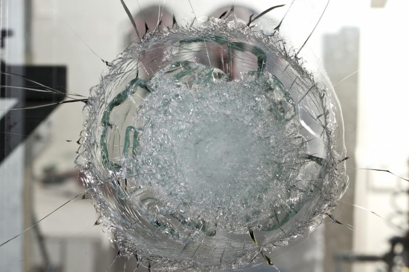 bullet resistant glass with film