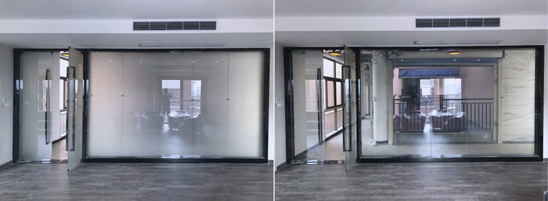 Electrochromic glass partition